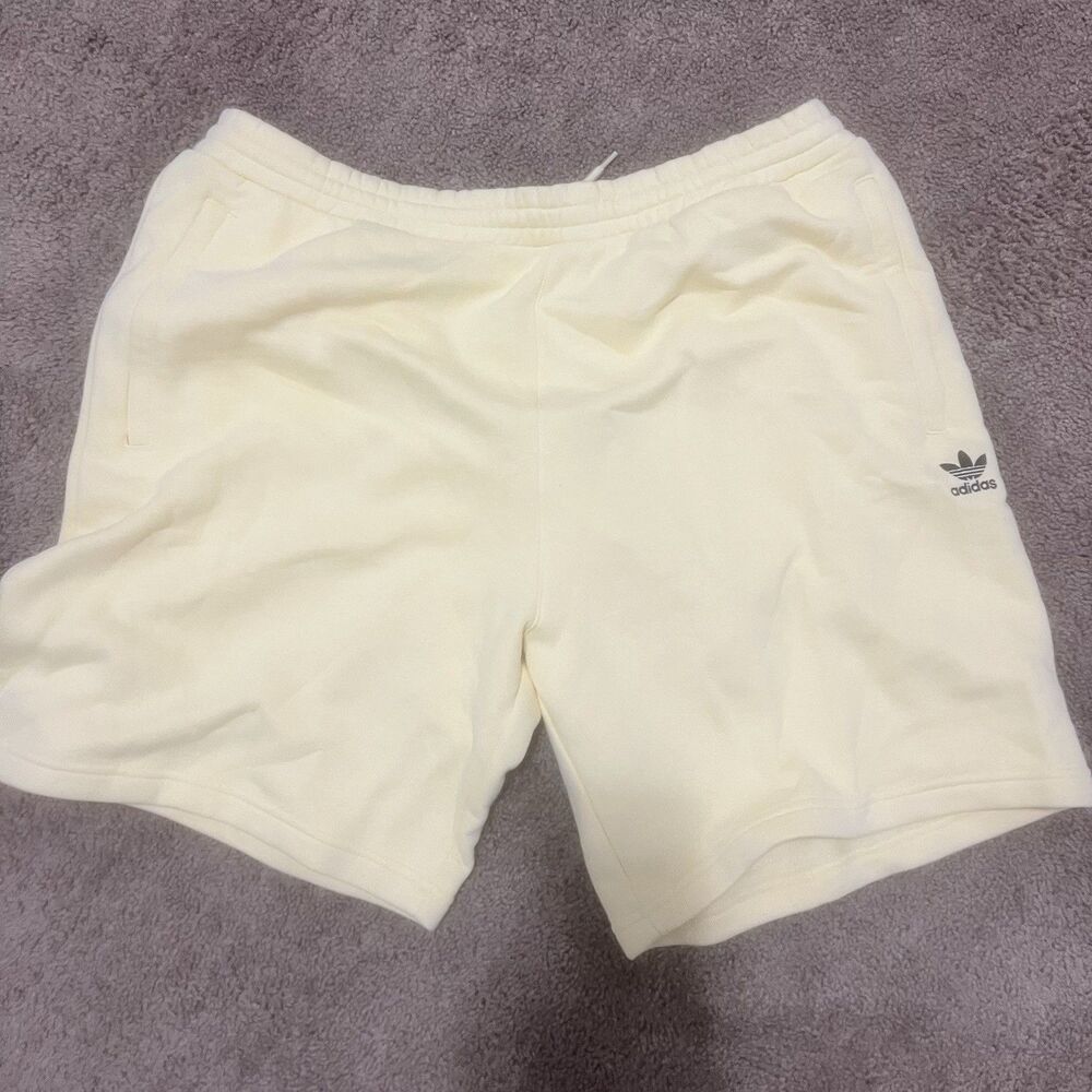 Adidas Originals Trefoil Essential Fleece Shorts Men's Size L Yellow Fleece